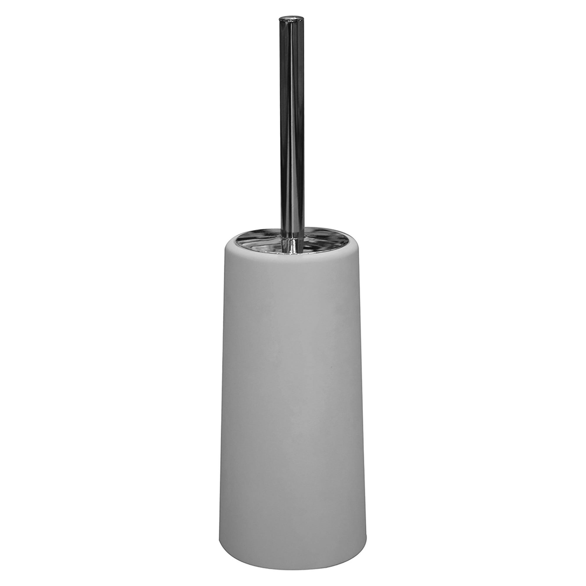 Portascopino In Plastica Opaca Con Scopino In Metallo Cromato - Made In Italy - Colore Beige - 3