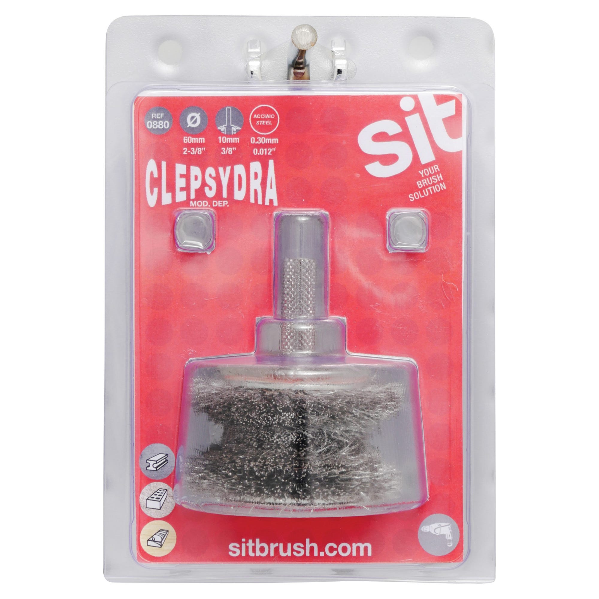 Spazzola Per Trapano In Acciaio Ondulato CLEPSYDRA - &Oslash; 60-40 Mm