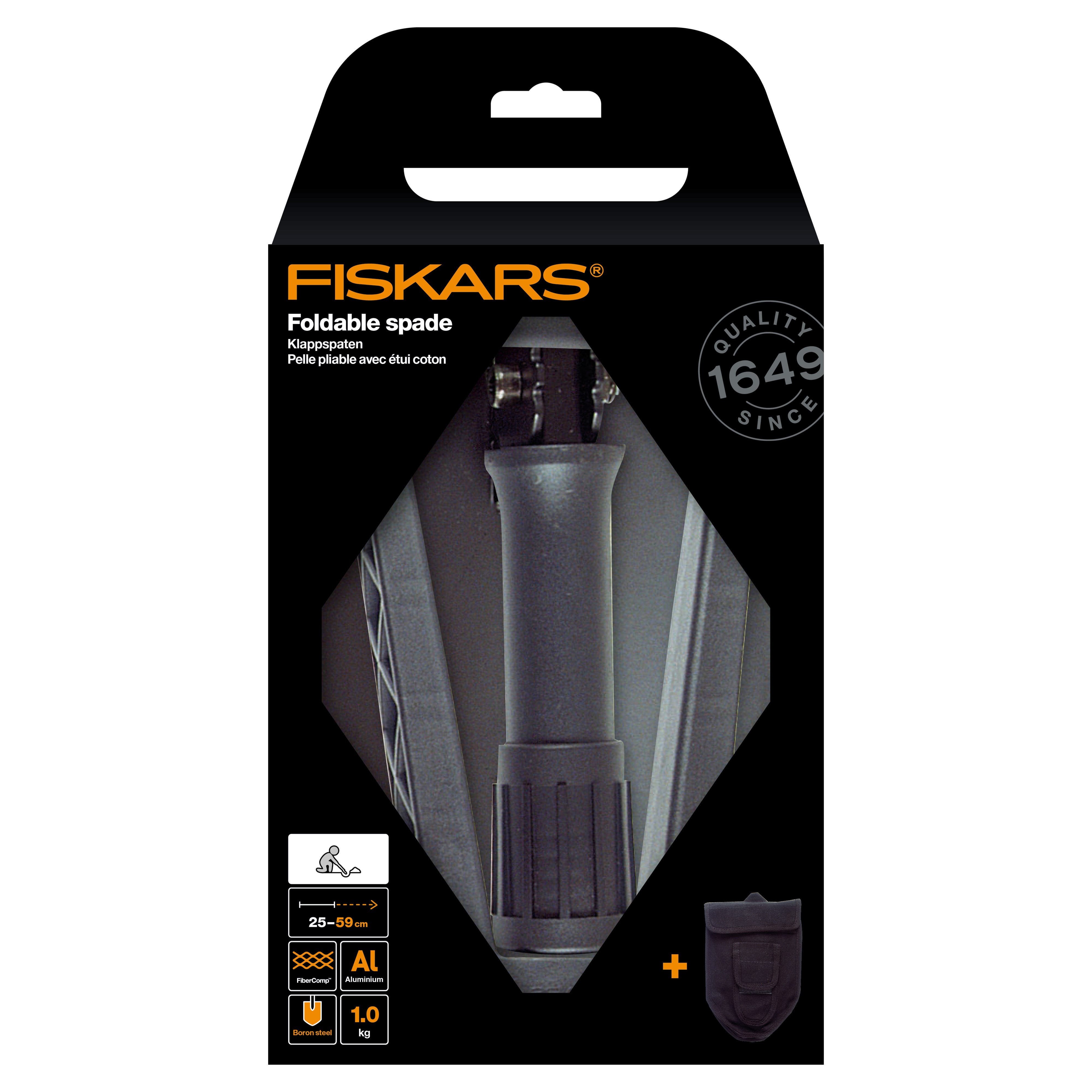Pala Pieghevole Fiskars Per Campeggio E Montagna - 2 In 1 (Pala E Piccone), Acciaio Al Boro, 59 Cm, Con Fodero