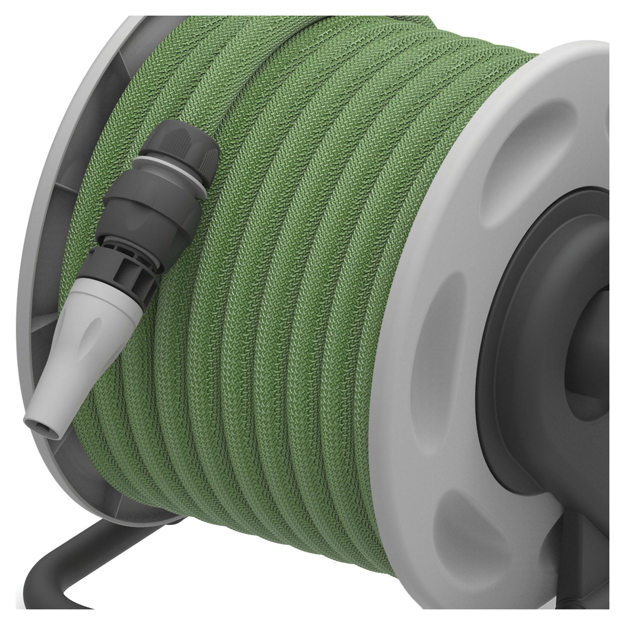 G.F. Srl Tubo RECO, 25 m di Tubo per l'irrigazione 5/8 in PLASTICA Riciclata in Kit (Lancia ergonomica 3 getti, raccordi, Presa Rubinetto). Made in France. Colore verde Salvia