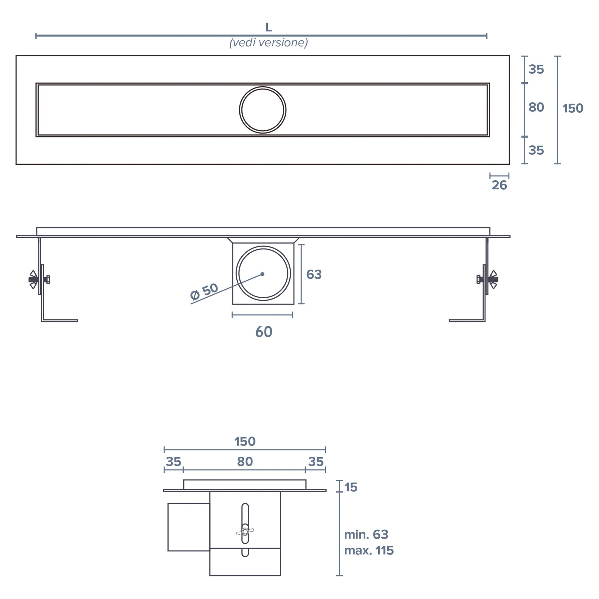 Scarico A Pavimento Acciaio Inox 9 Cm - Per Doccia, Bagno, Balcone Con Tenuta Acqua Profonda - Foto 7