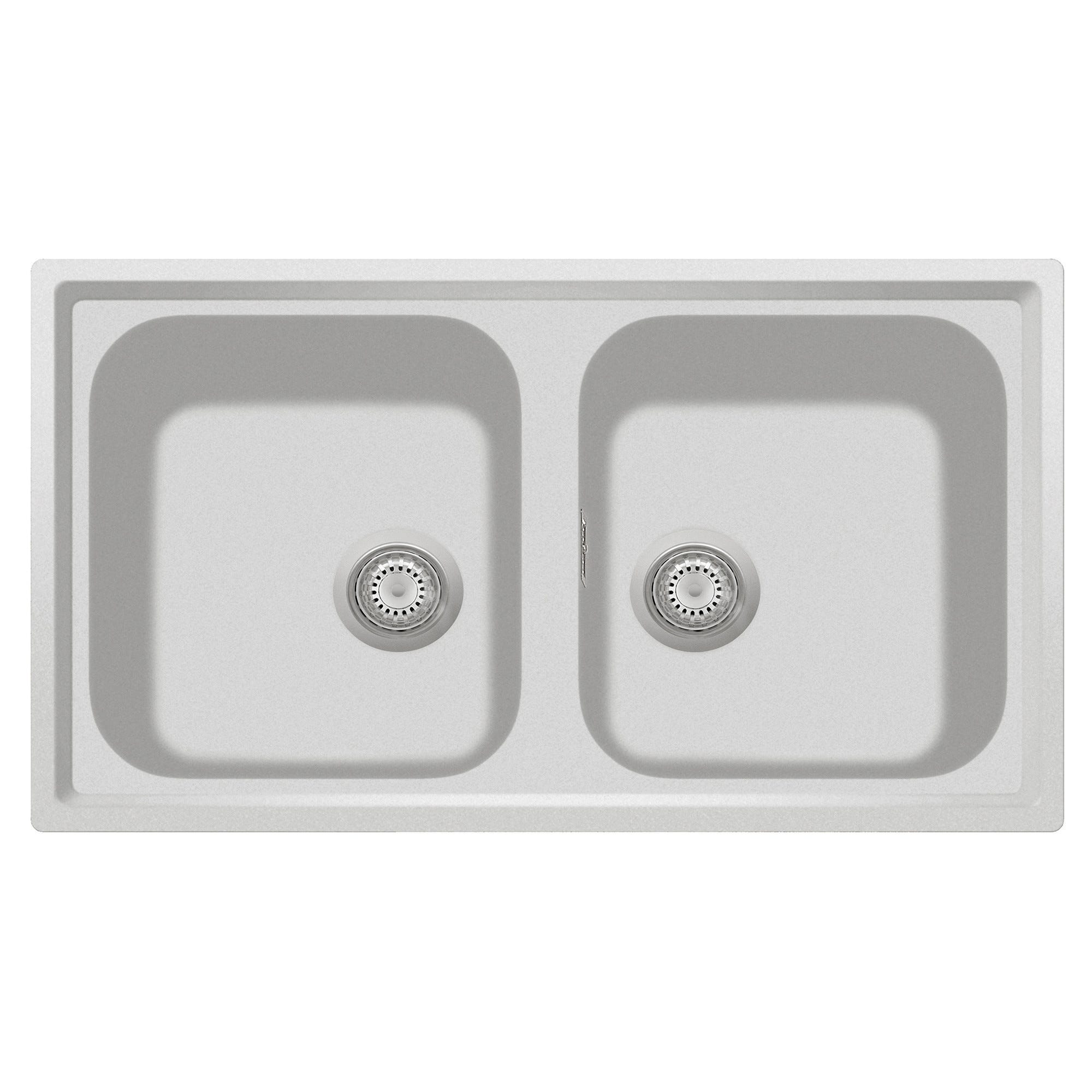 LAVELLO DIAMANT 86x50 cm IN GRANIT BIANCO 2 VASCHE